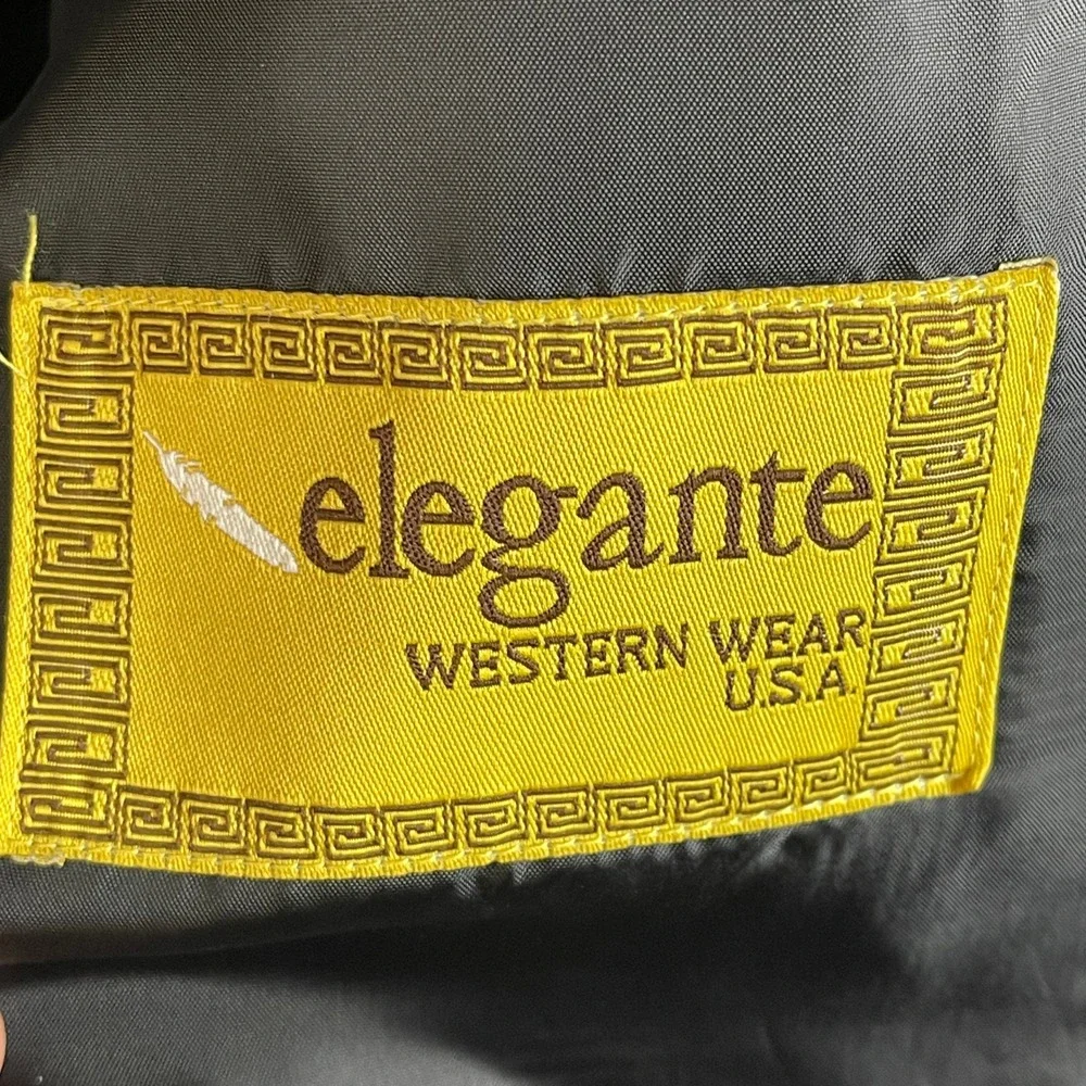 Elegante Mexico Mens Western Blazer 46‎ / 38  Black Pinstripe Herringbone Arrow